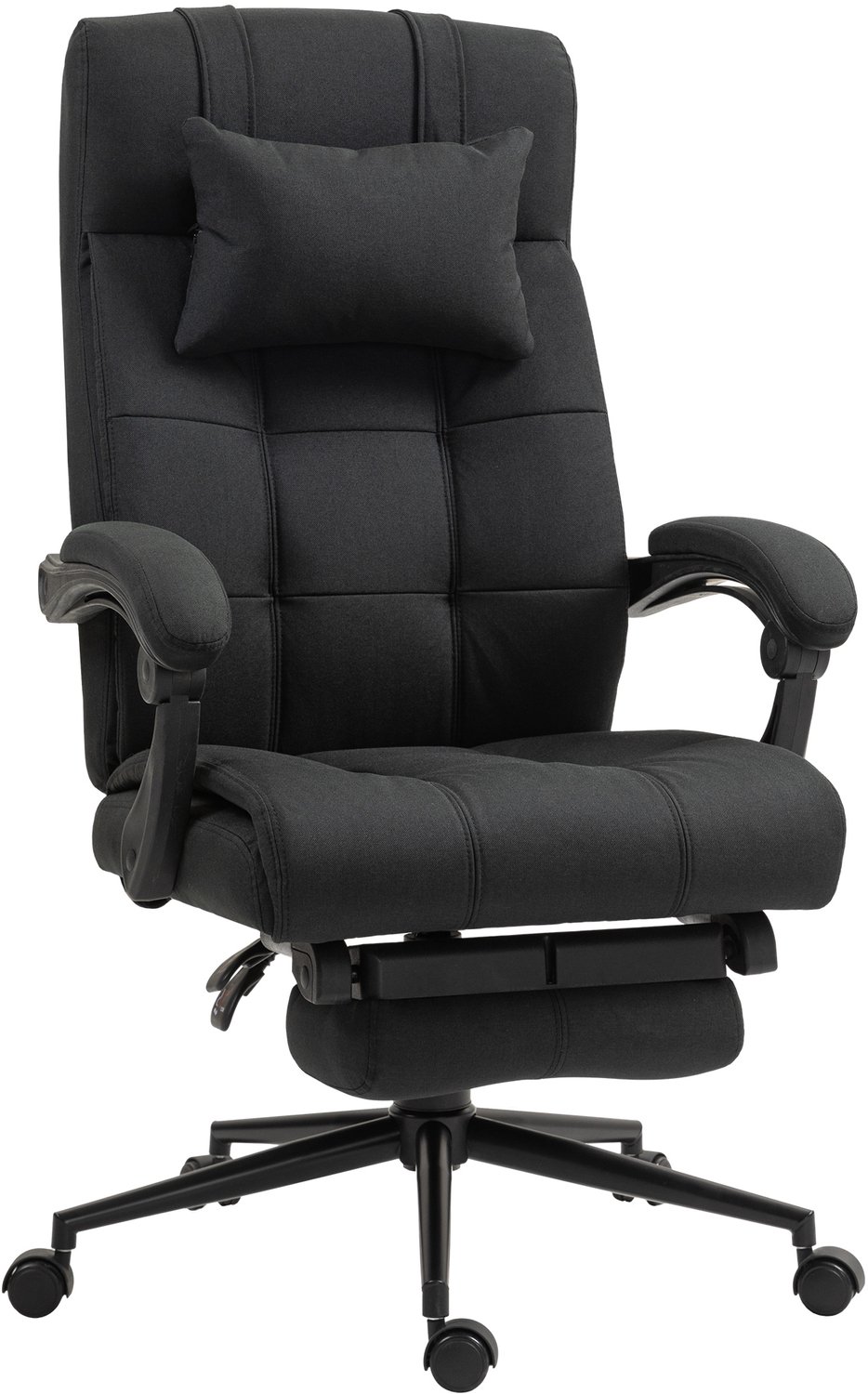 Lunpog Ergonomische Bureaustoel met Kopsteun - 155° Rugleuning - Zwart - 66x76x112-120cm