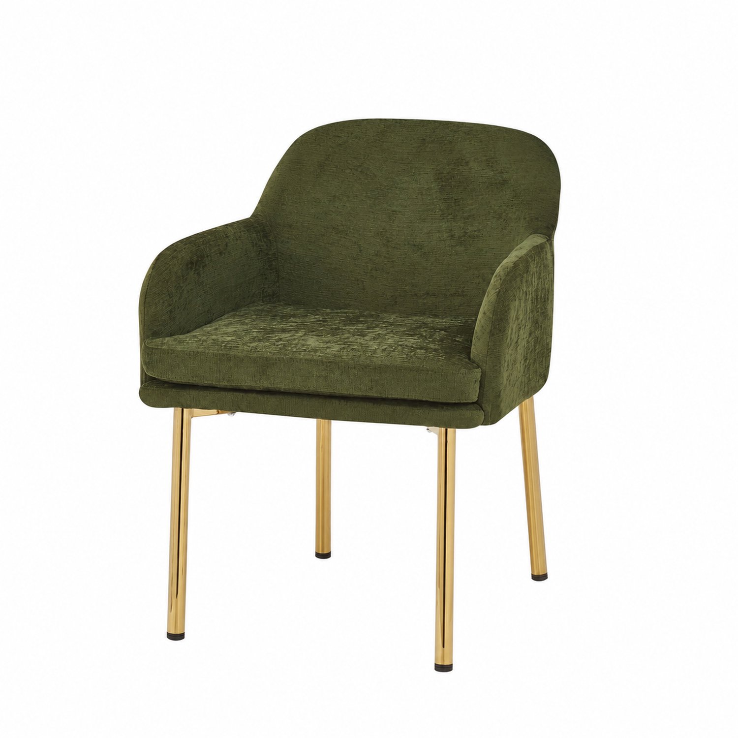 MUVANO Groene eetkamerstoelen per 2 - Gestoffeerd met armleuningen - Polyester en ijzeren poten - Zitvlak 54 x 45 cm - Voor eetkamer en keuken