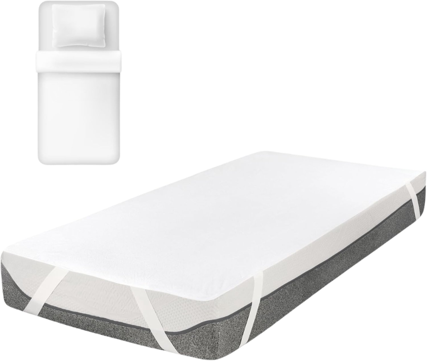 VELZINO® Matrasbeschermer 90x200 - Waterdicht - Ademend en Antibacteriëel - Wasbaar Wit