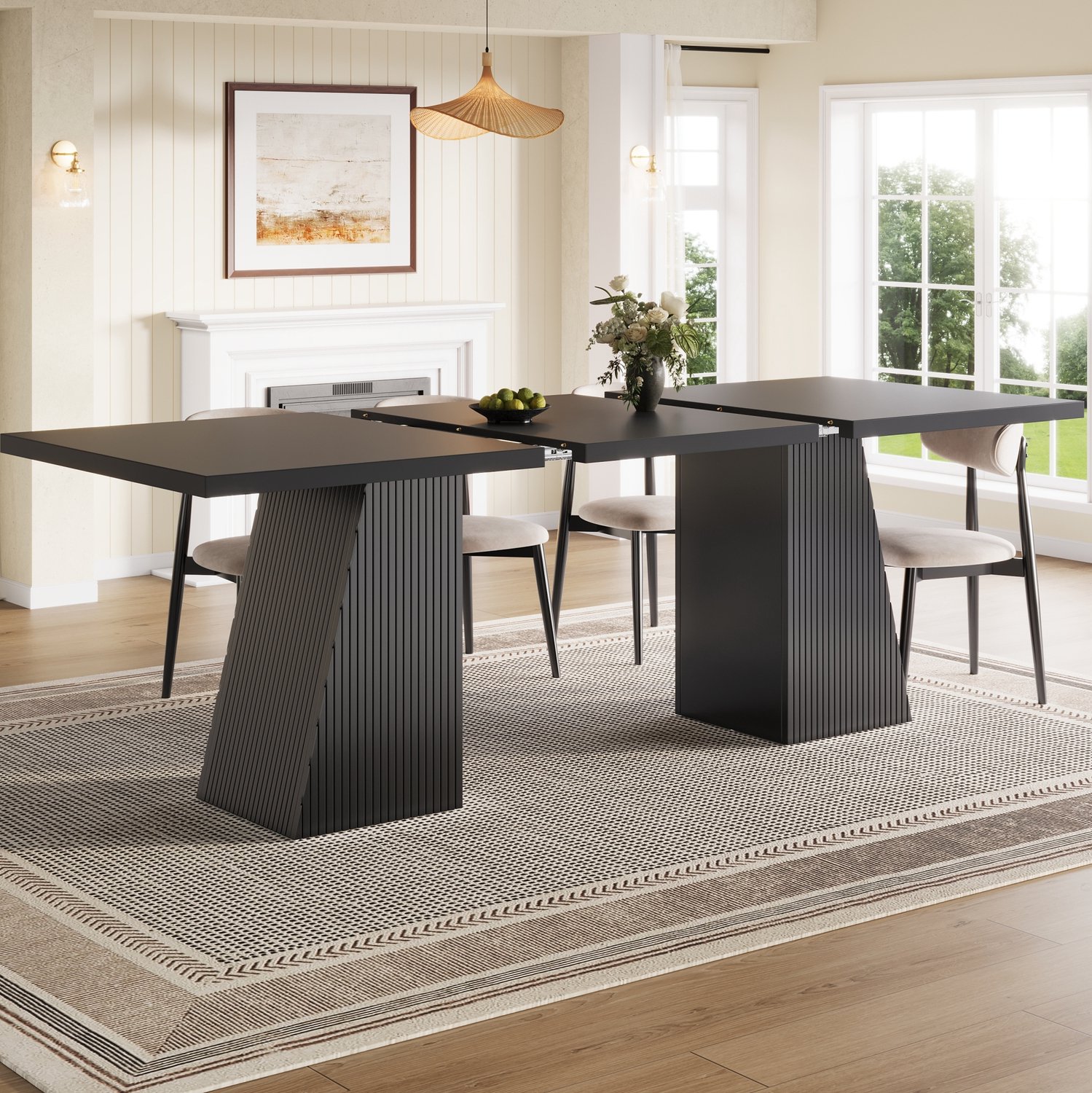 Maisentiel Uitschuifbare eettafel 120-160 x 80 x 76 cm - zwart - voor 4 tot 6 personen