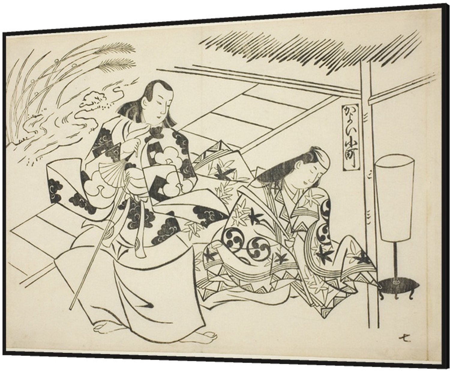Printen.eu Ingelijste poster - Courting Komachi (Kayoi Komachi), from the series Famous Scenes from Japanese Puppet Plays (Yamato irotake) - 70 x 50 cm Multicolor