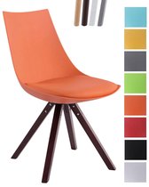 Clp Albi Eetkamerstoel - Kunstleer - Vierkant - Oranje - Kleur onderstel Cappuccino (eiken)