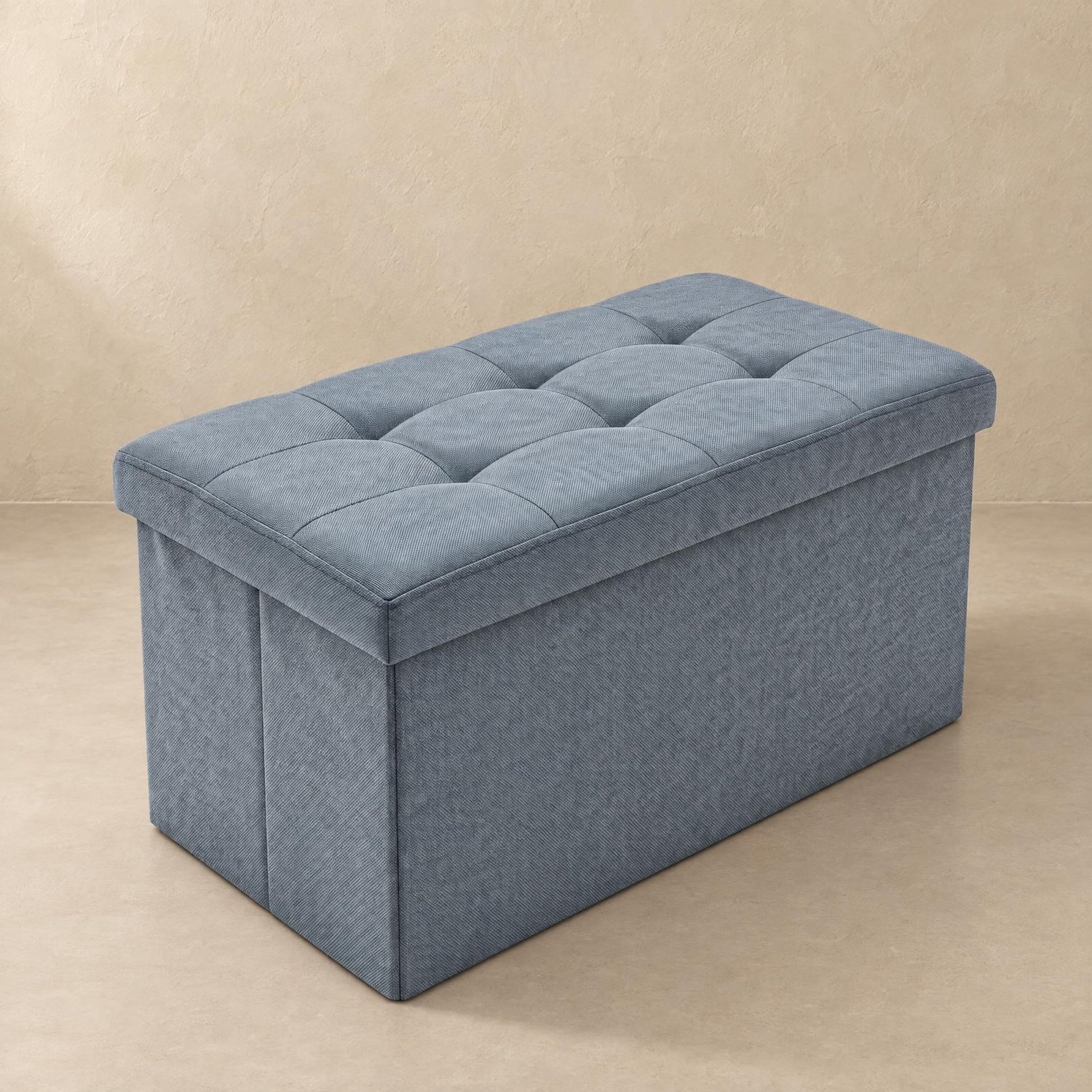 SCENA LIVING Rechthoekige poef met opbergruimte, vouwbaar, 76 x 38 x 38 cm Grijs