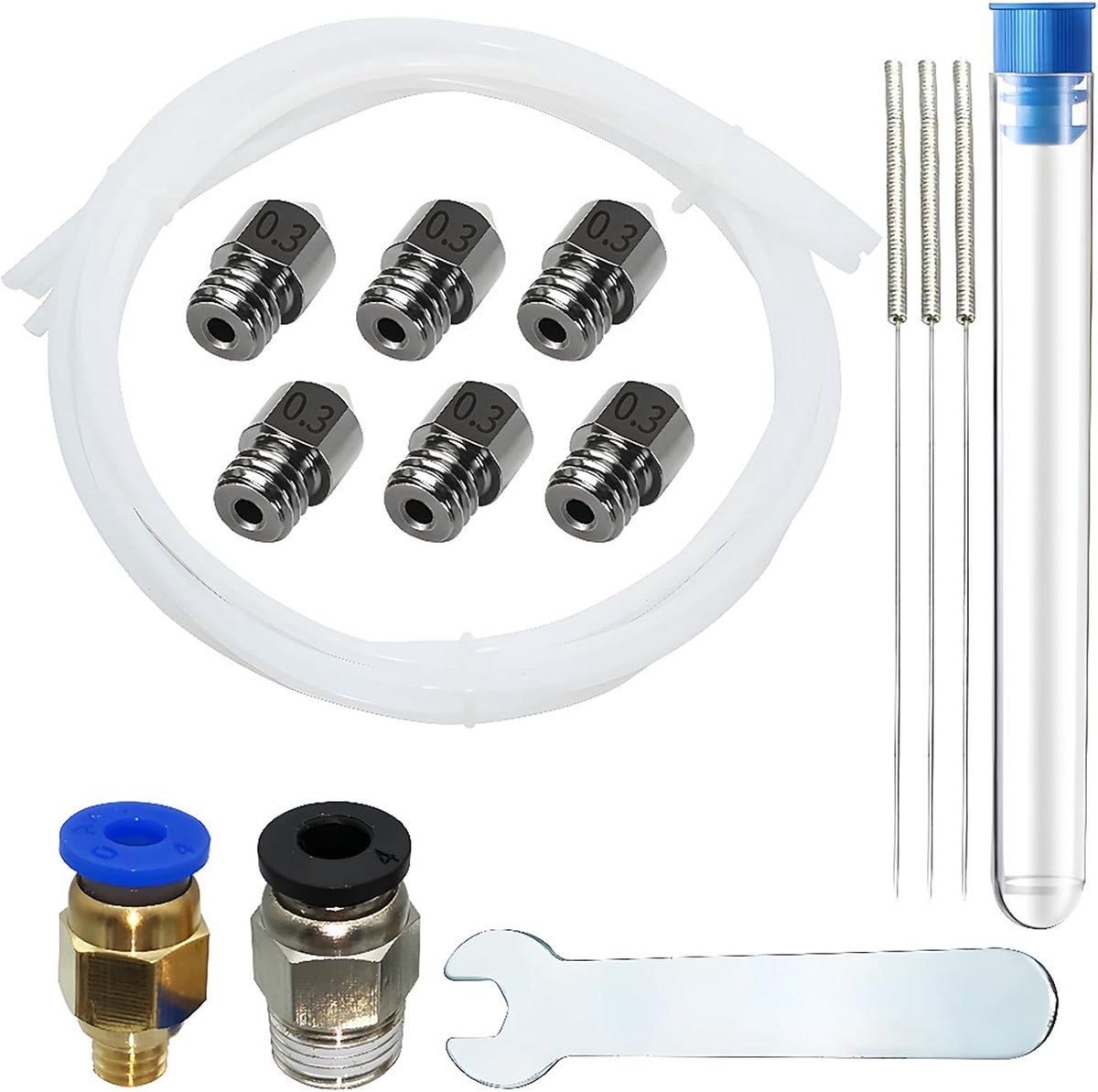 MK8 Nozzles 0.3 mm, CESFONJER 6 Pieces Nozzles for 1.75 mm Filament Ender 3 Ender 3 Pro CR-10, with 3 Cleaning Steel - ShopVlot