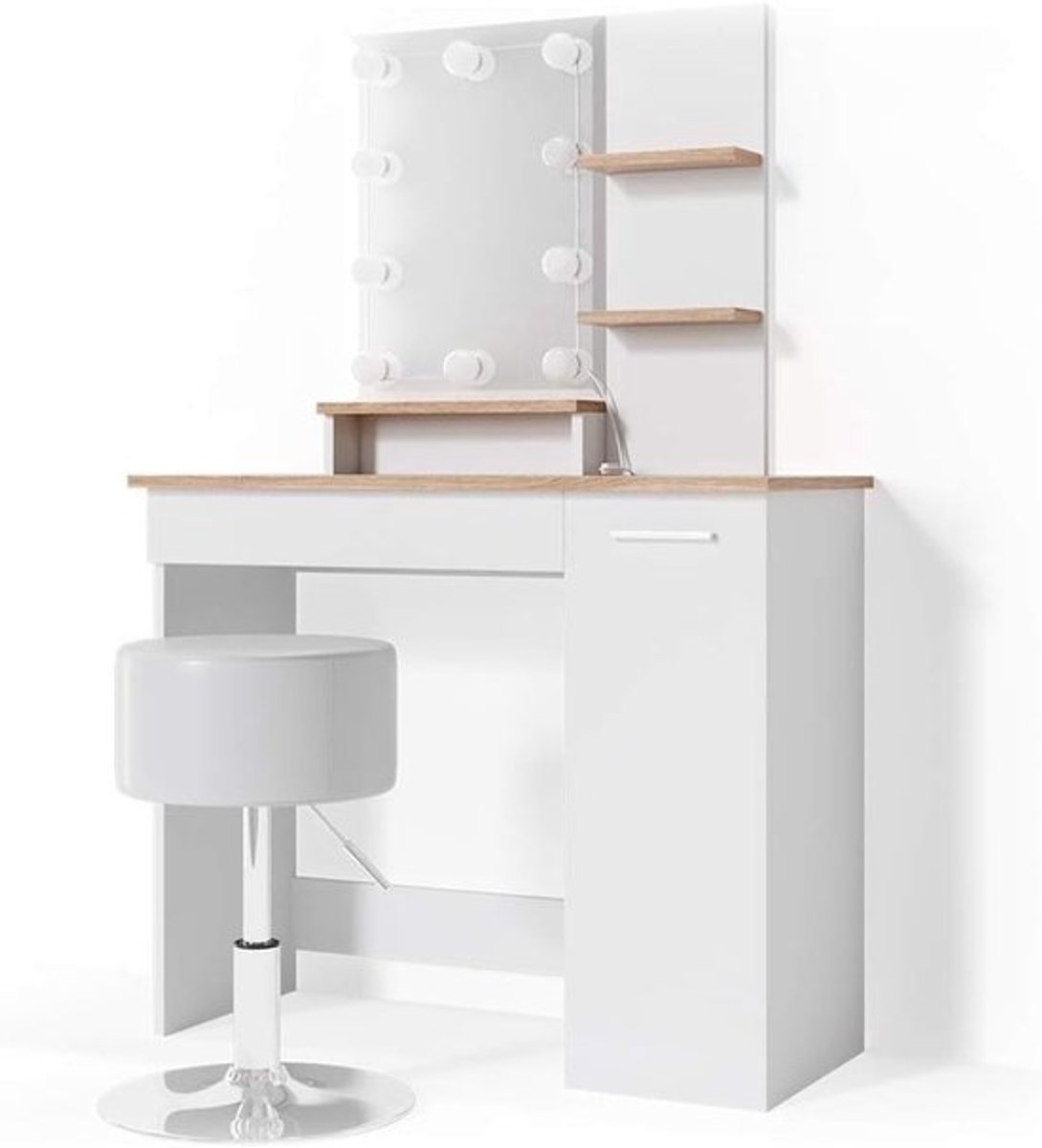 Stijlvolle make-uptafel - met spiegel en verlichting - voor dames en meisjes