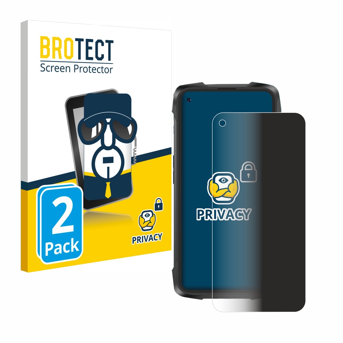 BROTECT - privacy screenprotector voor Cubot King Kong 7 - Folie Beschermfolie Blauwlichtfilter 2 Stuks