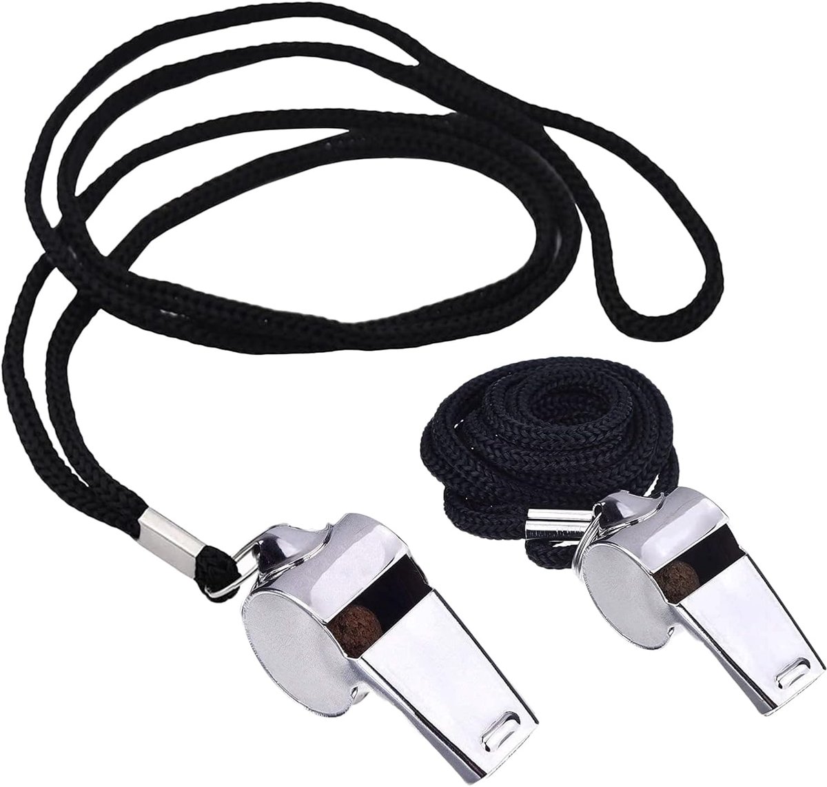 Stainless Steel Vibrator Whistle, Metal Pipe with Key Strap for Sports Field, 2 Pieces - ShopVlot