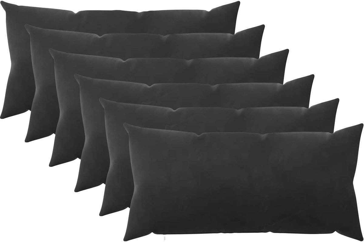 vidaXL Dekenkussen - 6 - st - HEERLEN - Zwart - 40 - x - 80 - cm - fluweel