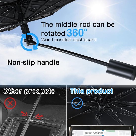 Thijox - Zonnescherm voor auto, UV-bescherming Parasol voorruit, Geschikt voor SUV's, MPV's, Vrachtwagens, L (148 x 85 cm) - Ideaal voor Zomer, Campin van Thijox — afbeelding 5
