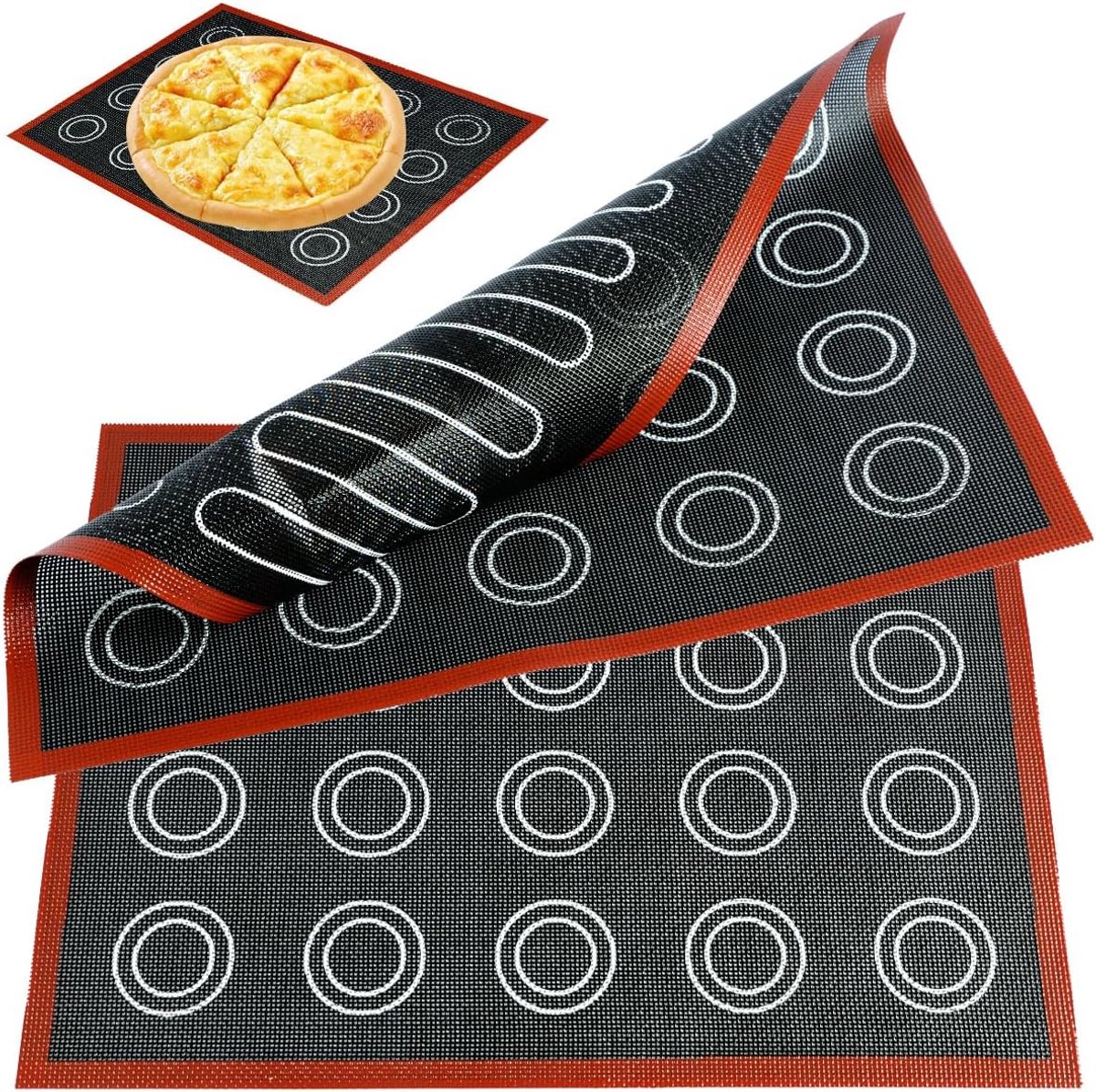 SnelShoppen - Pack van 2 Micro Perforated Silicone Baking Mat Non-Stick Oven voor Macarons, Cookies, Pizza & Brood - 30 x 40 cm - Herbruikbare Keukena