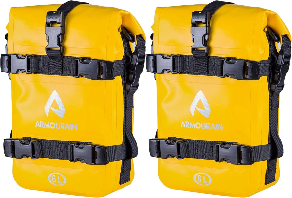 Motorfiets valbeugeltas 6L - waterdicht geel - 2 stuks - ideale achtertas voor Moto en ATV - SnelShoppen