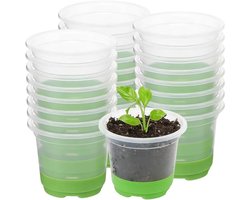 Transparante Plantpotten Set van 24 Stuks met Siliconen Basis voor Zaailingen, Stekken en Vetplanten - Herbruikbare Bloempotten voor Orchideeën en Tuinieren