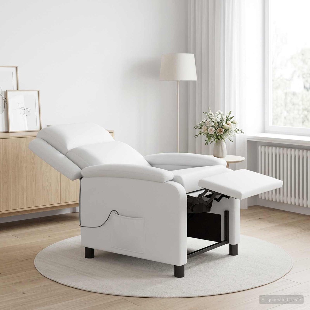 vidaXL - Massage - Relaxstoel - Wit - Kunstleer – foto 2