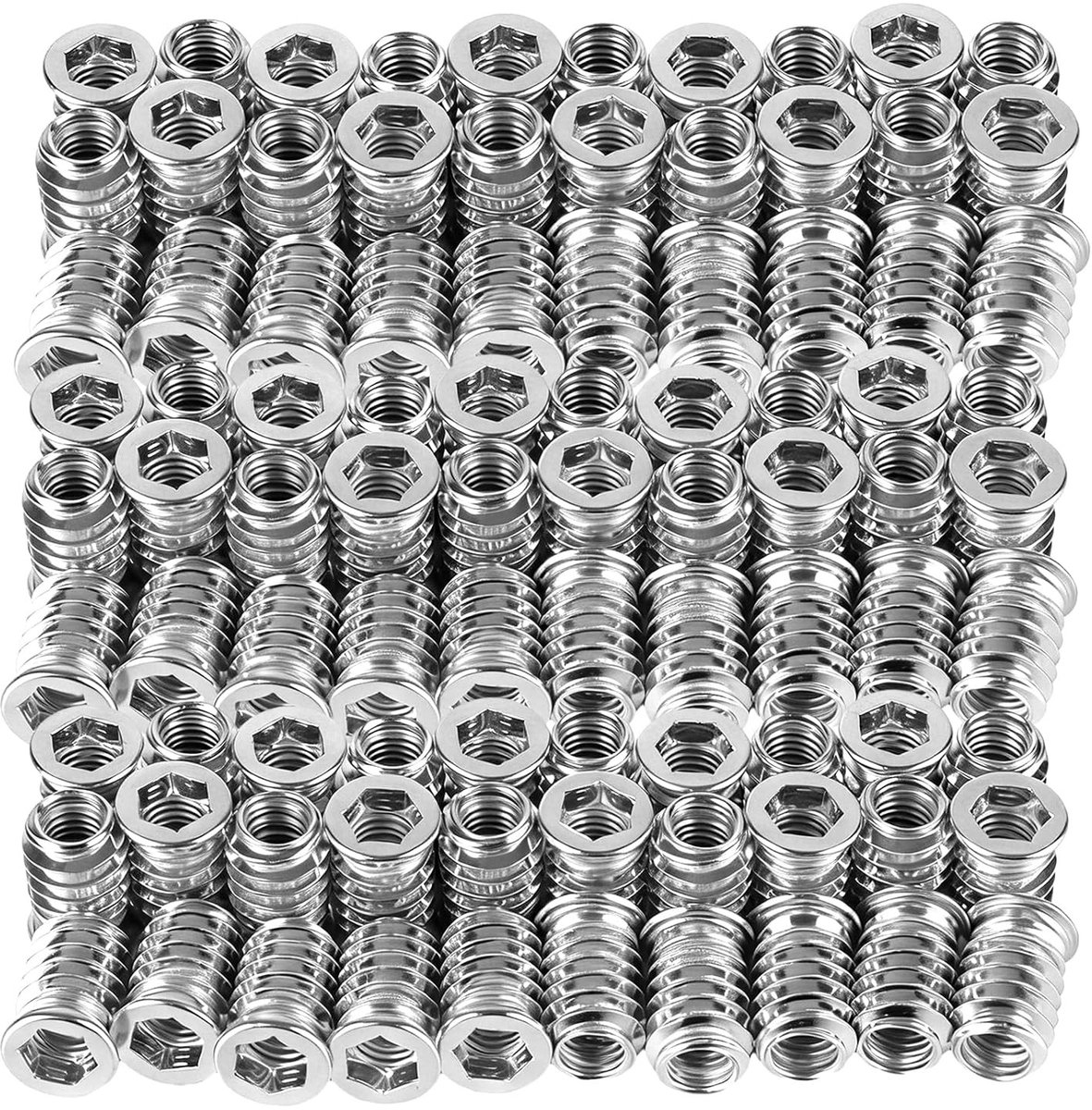 Pack van 200 M8 Schroefmoeren met Dekrand, M8 x 20 mm, Gegalvaniseerd Staal, Hexagon Moeren, Duurzaam en Corrosiebestendig