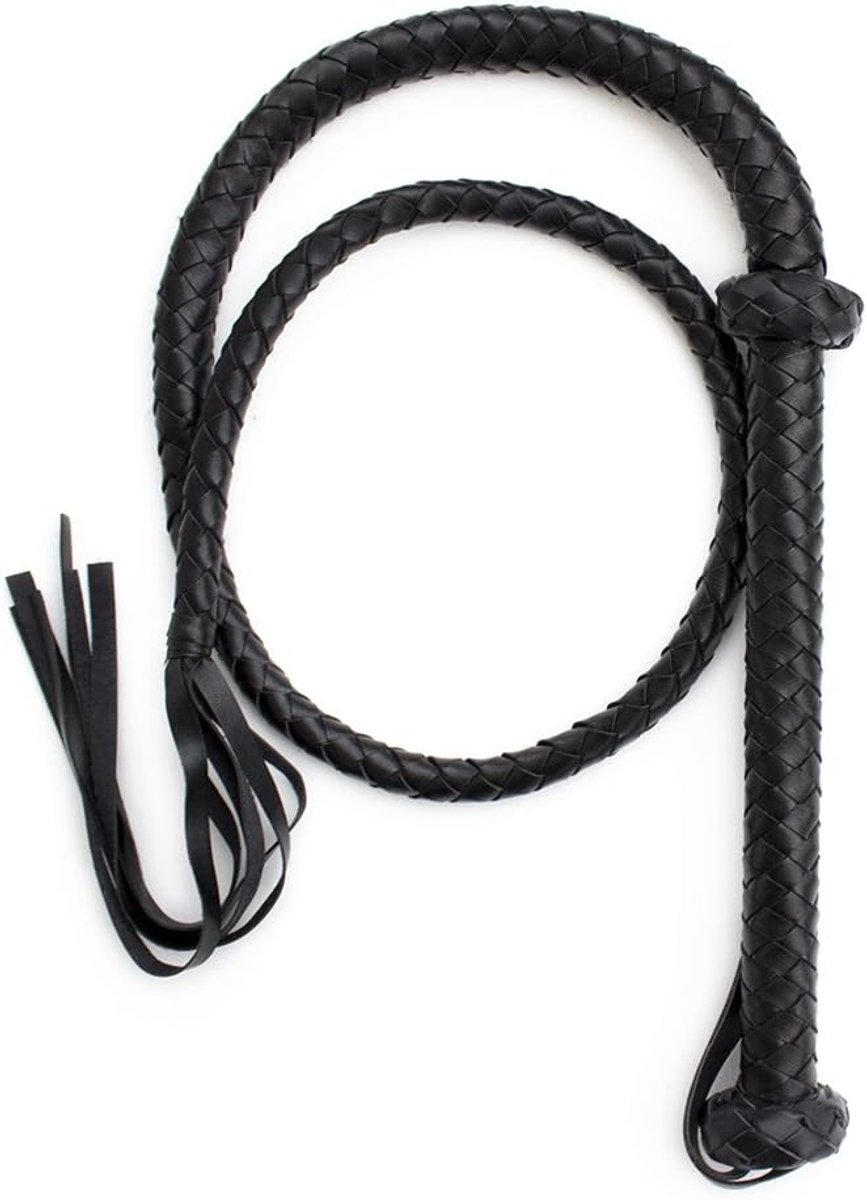 Zweep leer lang 140 cm, geruit rijgerde gevlochten S&M Bondage vloog met hangende ring cosplay seksspeelgoed - ShopVlot