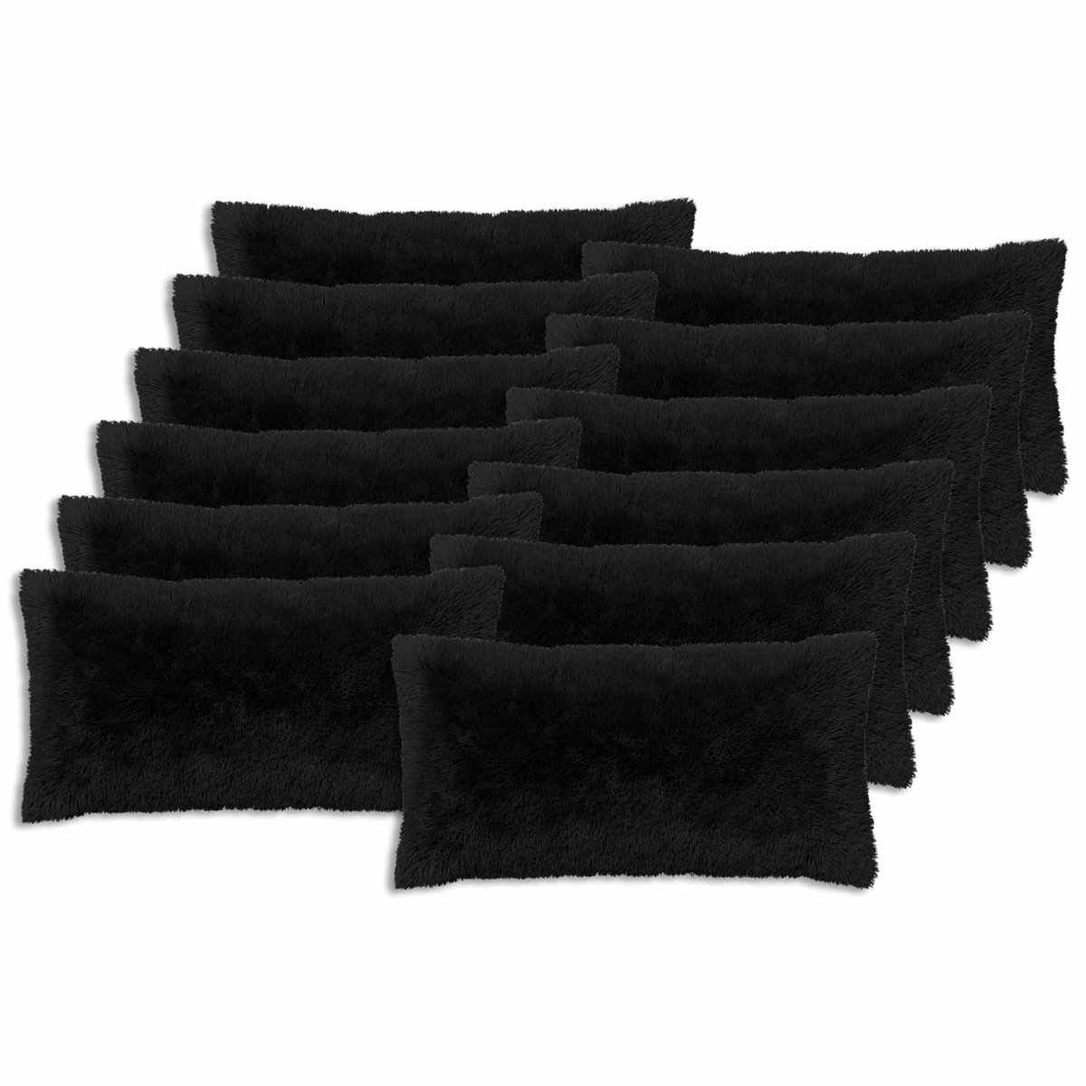 vidaXL Dekenkussen - 12 - st - HEERLEN - Zwart - 40 - x - 80 - cm - PV - Fleece