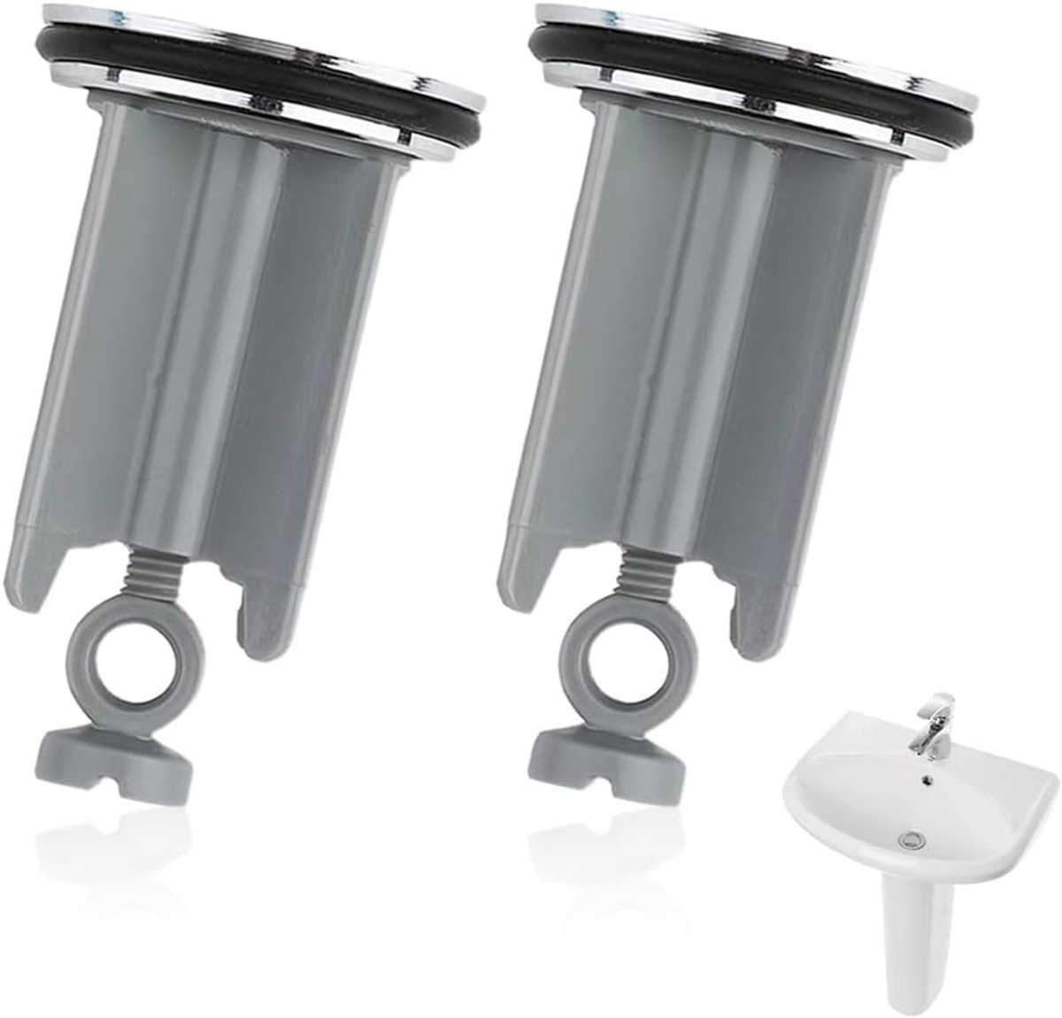 Pack of 2 Universal Basin Stops 40 mm Brass with Rubber Sink Stop for Bathroom Bidet Bathroom Sink Height Adjustable - ShopVlot