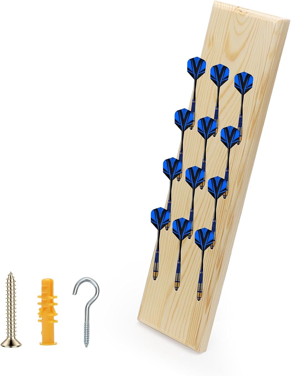 Darthouder voor 12 dart flights - hoogwaardig hout - wandbevestiging - opbergoplossing voor steel en soft darts - SnelShoppen
