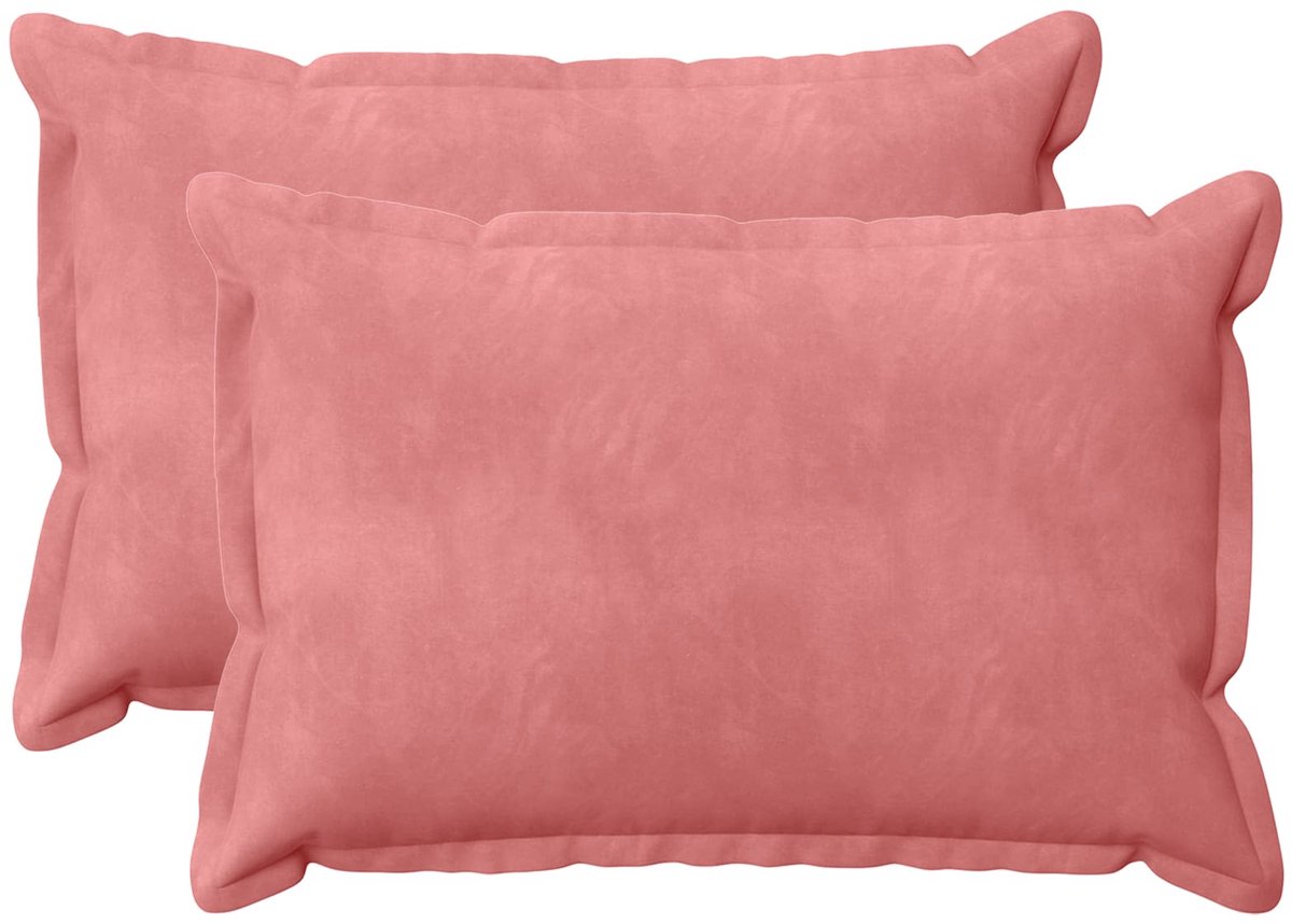 vidaXL Dekenkussen - 2 - st - HOUTEN - Roze - 50 - x - 70 - cm - fluweel