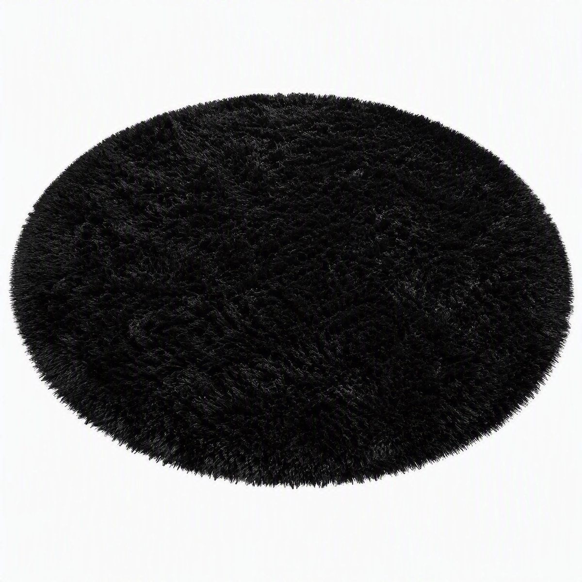 Nutrella - Vloerkleed - Tapijt - 80 x 80 cm - Zacht - Hoogpolig - Rond - Antislip Onderkant - Zwart