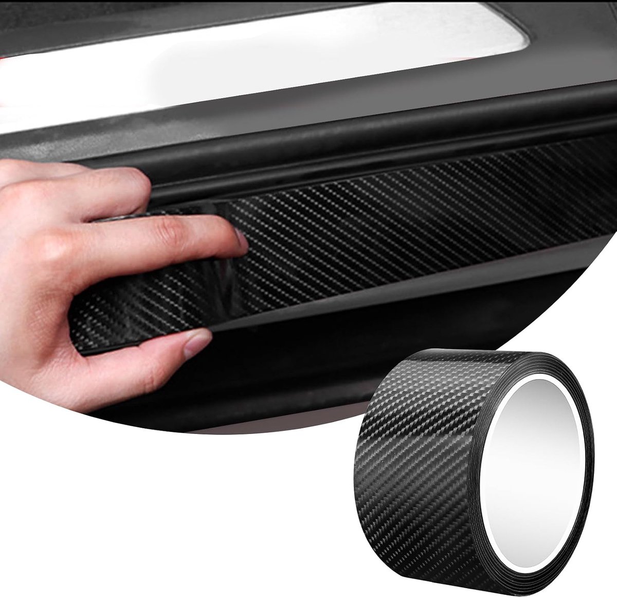 Auto instaplijstbescherming 7 cm x 10 m - zwarte koolstofvezel stickers - duurzame lakbescherming - ShopVlot