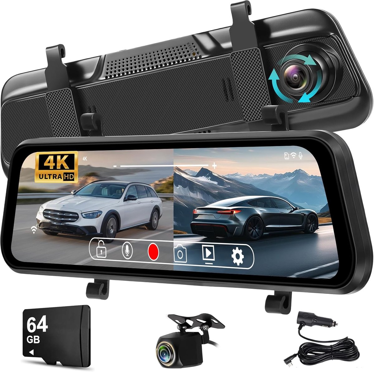 NHOPEEW 4K dashcam met 1080p achteruitrijcamera voor de auto - ShopVlot