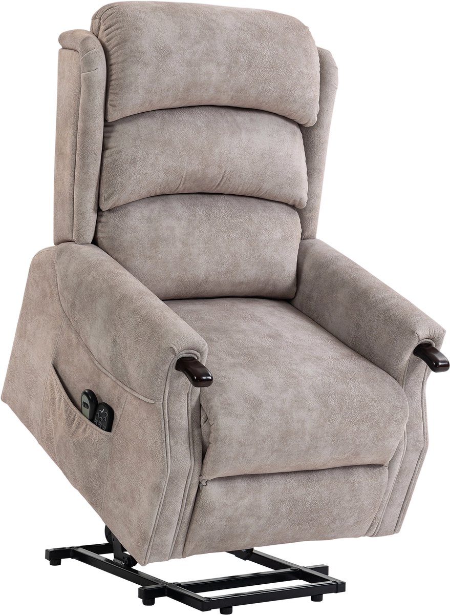 Homona Elektrische sta-opfauteuil - Met massagefunctie, lendenverwarming en ligfunctie - 93 x 79 x 111 cm - Lichtgrijs