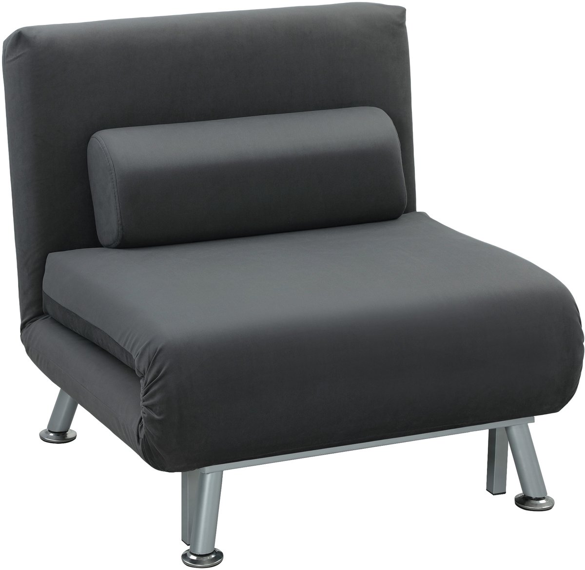 Homona Slaapfauteuil - Met slaapfunctie en kussen - 5-voudig verstelbare rugleuning - 75 x 70 x 75 cm - Donkergrijs