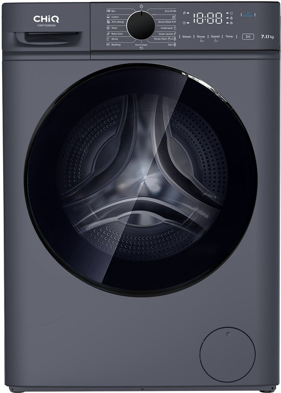 CHiQ CW07123863AX - Wasmachine - 7 KG - Space Pro - 16 programma's - AI Smart - Stoomwassen & Quick Wash - 12 jaar garantie op motor - A