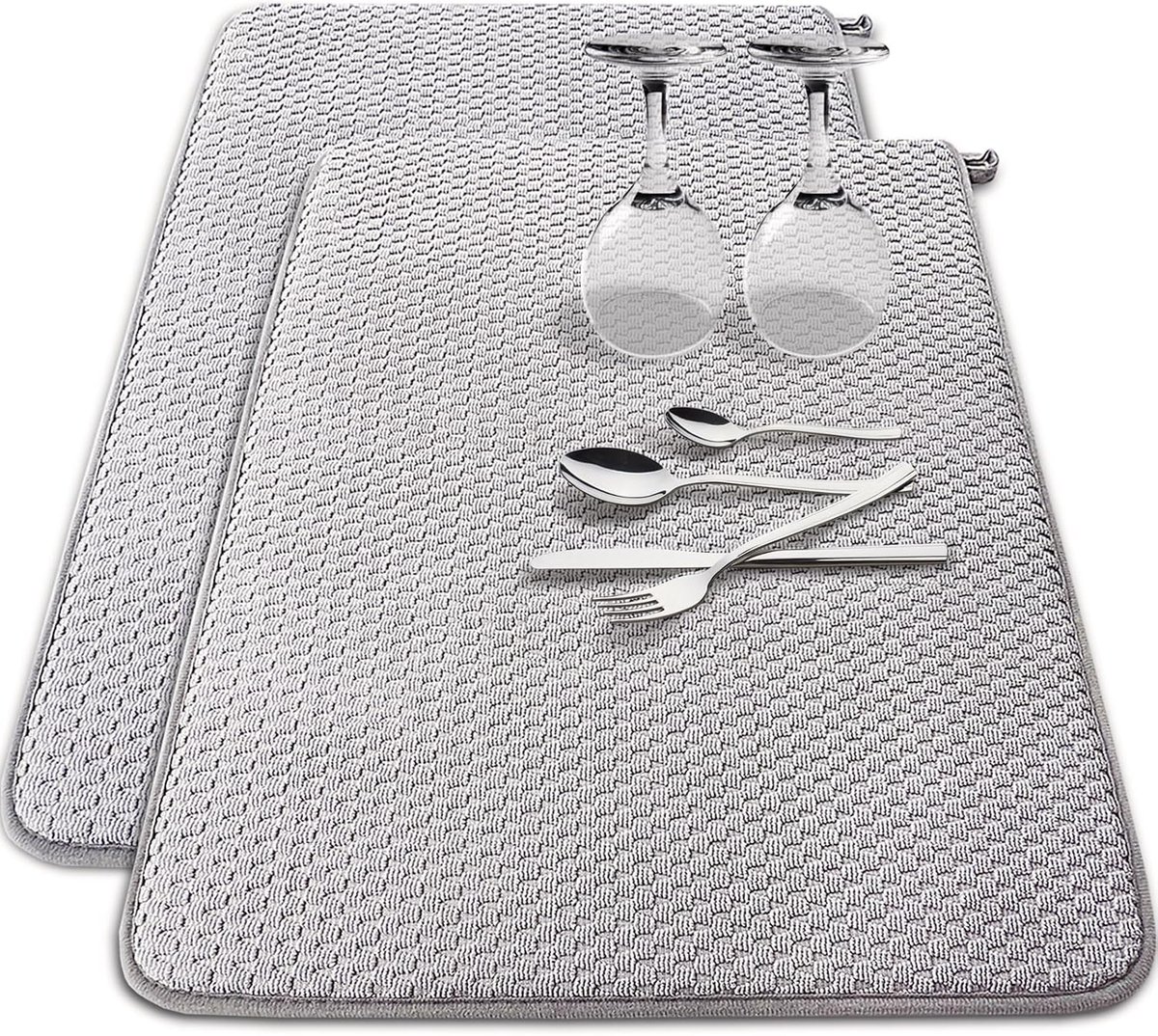Afwasdoek mat set van 2 - 61 x 43 cm microvezel - superabsorberend - ideaal voor aanrecht en afwas - ShopVlot