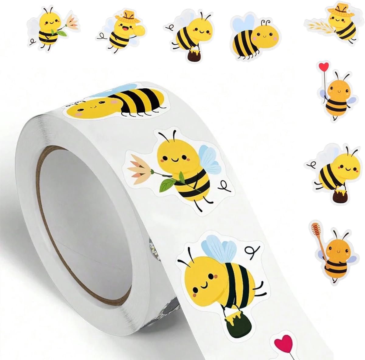 500 stuks bijenstickers, bijenstickerrol, decoratie, waterdichte beloningsstickers voor school, party, decoratie - ShopVlot