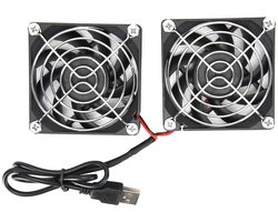 70mm behuizingsventilator, 5V USB-koelbehuizing dubbele ventilator, router warmteafvoer koeler voor RT ‑ AC68U AC86U EX6200