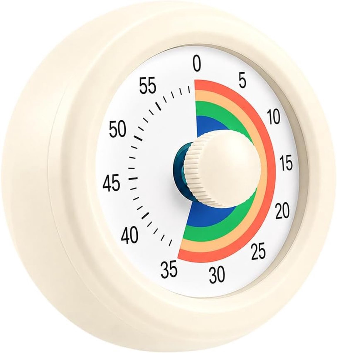 Timer voor kinderen en volwassenen, 60 minuten countdown, stil tijdmanagementgereedschap, tijdmanagementgereedschap voor kinderbureau, kantoor en vergaderingen (wit)