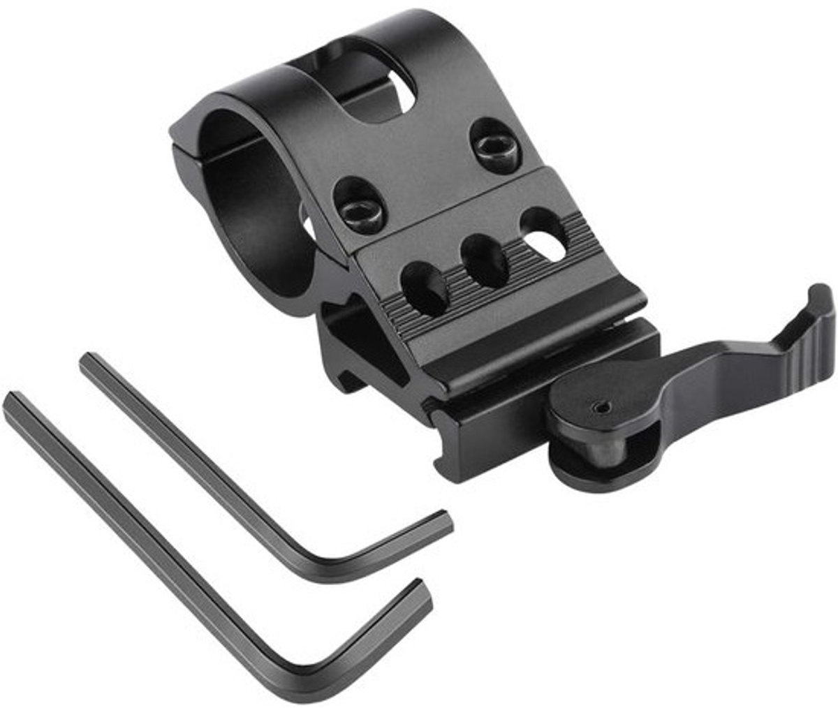Verstelbare houder voor fakkel - snelle bevestiging - 25.4 mm - aluminium - zwart