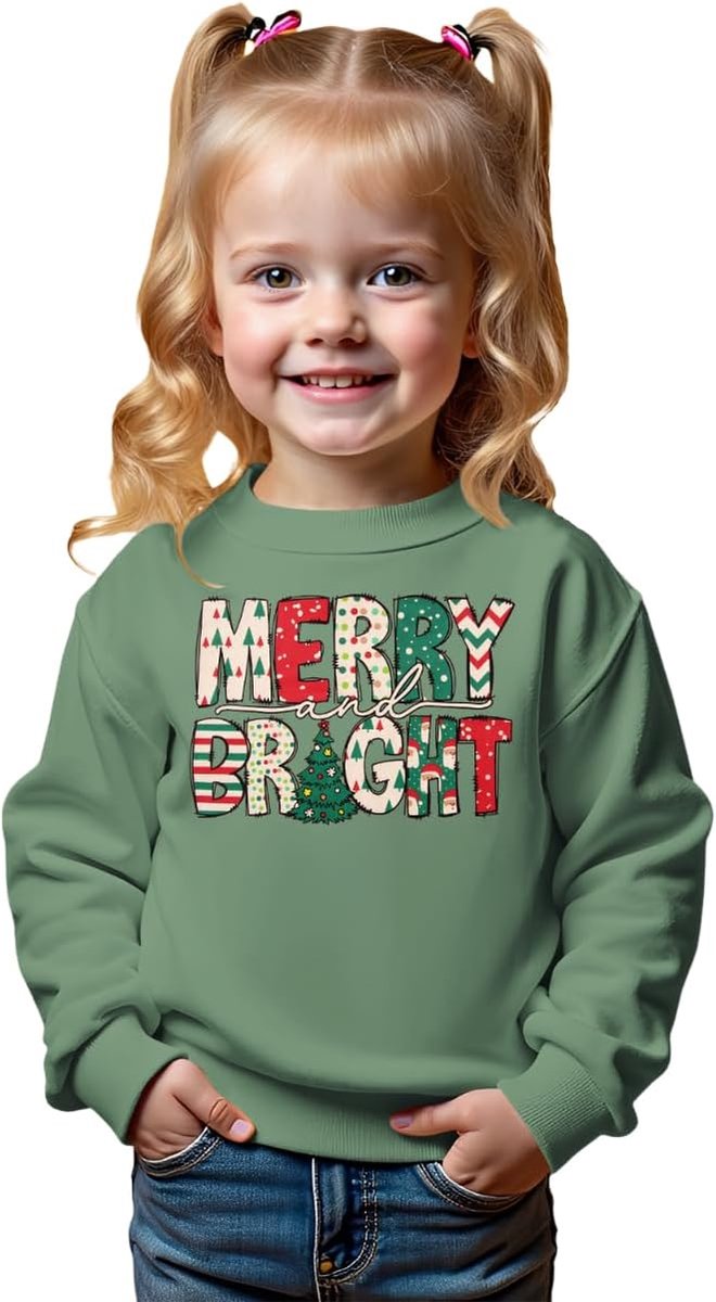 C&M WODRO Baby kersttrui Merry Bright sweatshirt kerstboom print trui 12M-5J kinderen kerstkleding winter warm shirt jongens meisjes feestelijke kleding