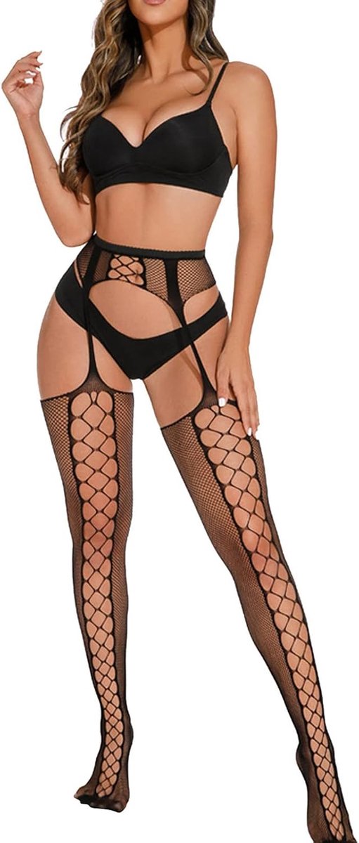 Sexy kousen voor dames, elastisch, open kruis, sexy jarretels, zijden kousen