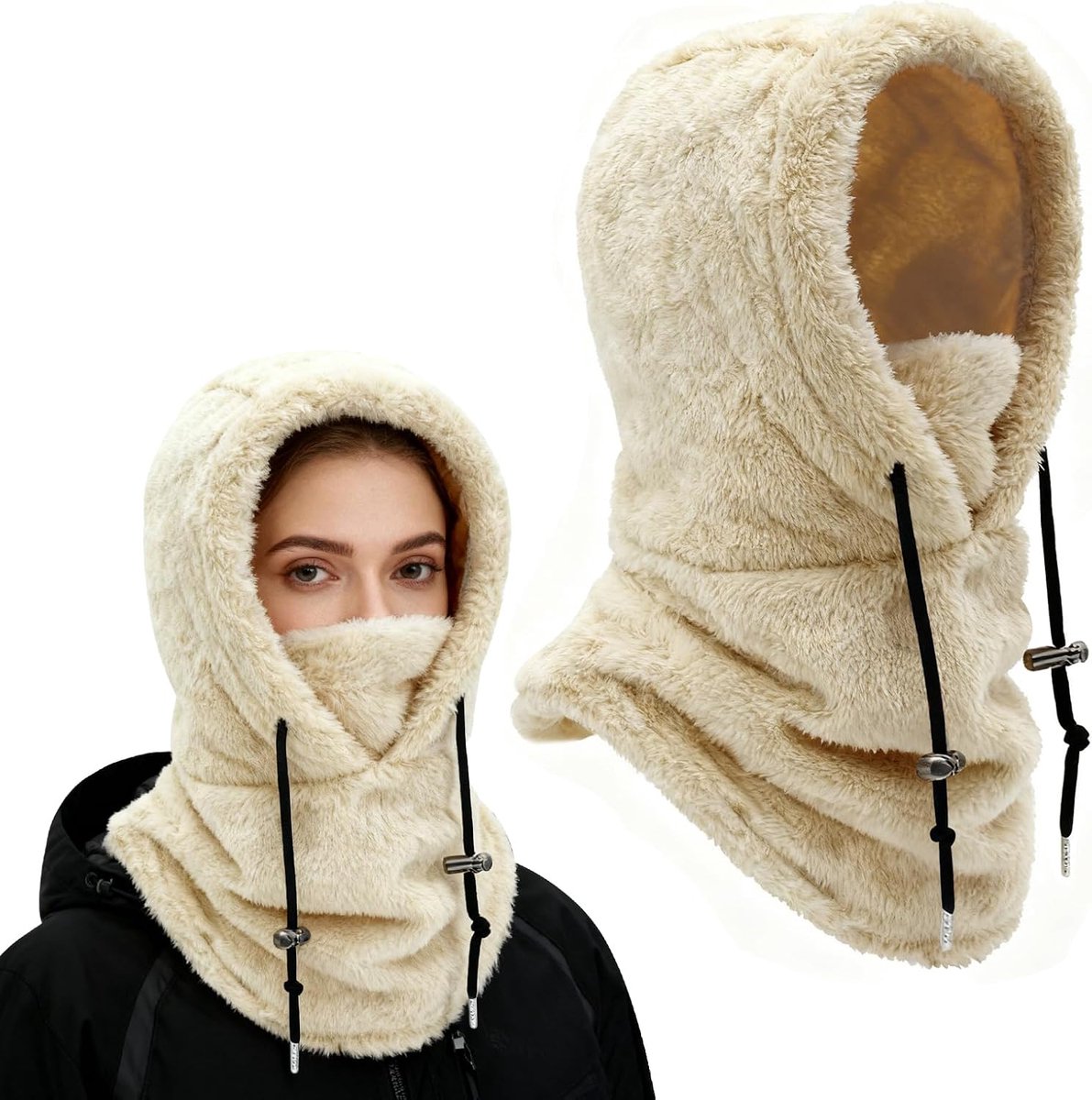 Bivakmuts dames heren capuchon sjaal winter thermisch skimasker met nekwarmer multifunctionele wol balaclava wintermuts dames unisex voor sport en outdoor C