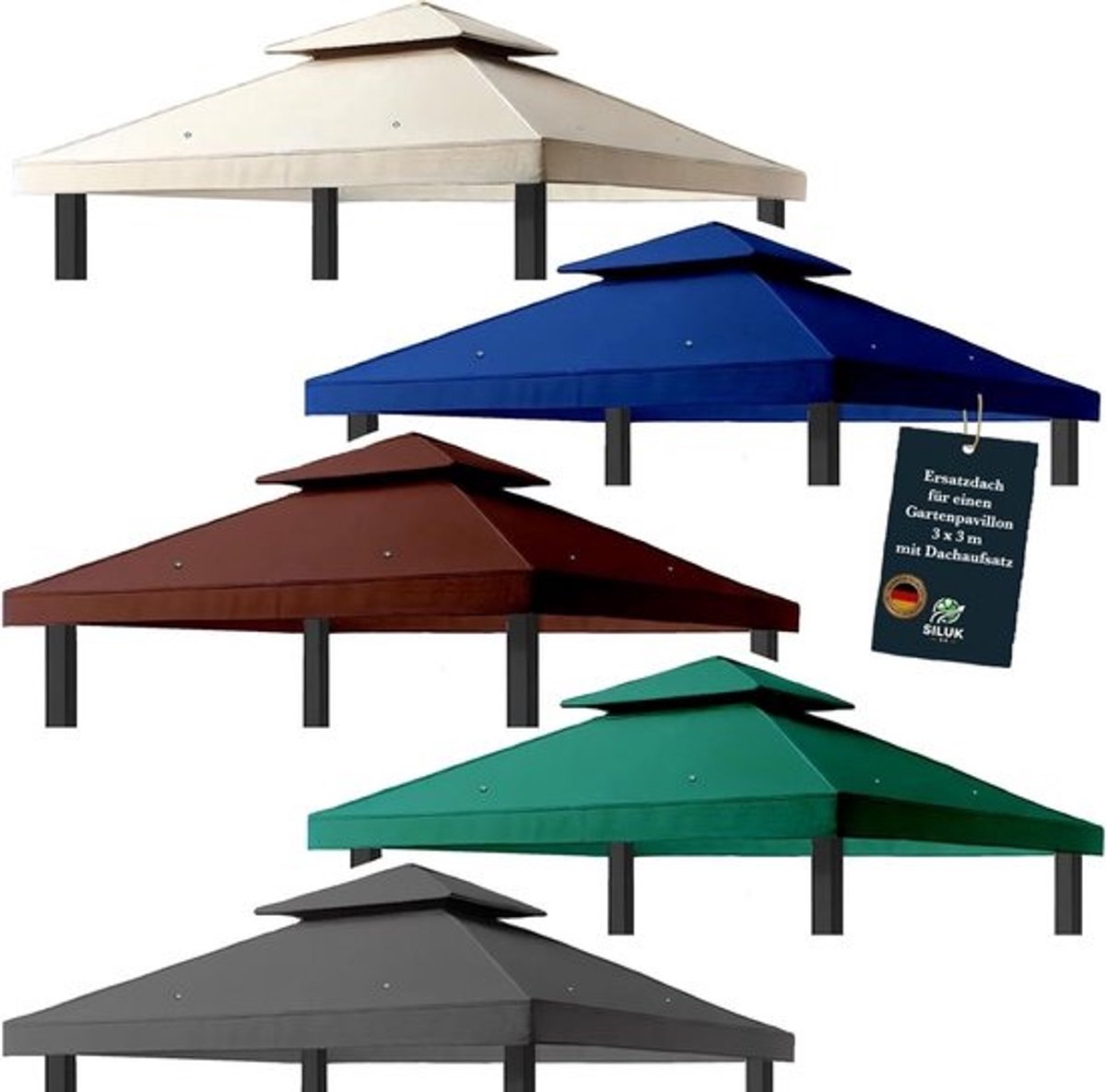 Paviljoendak - Tentdak - Voor buitenfeesten - Waterdicht - Extra sterk - 3 x 3 meter - Beige