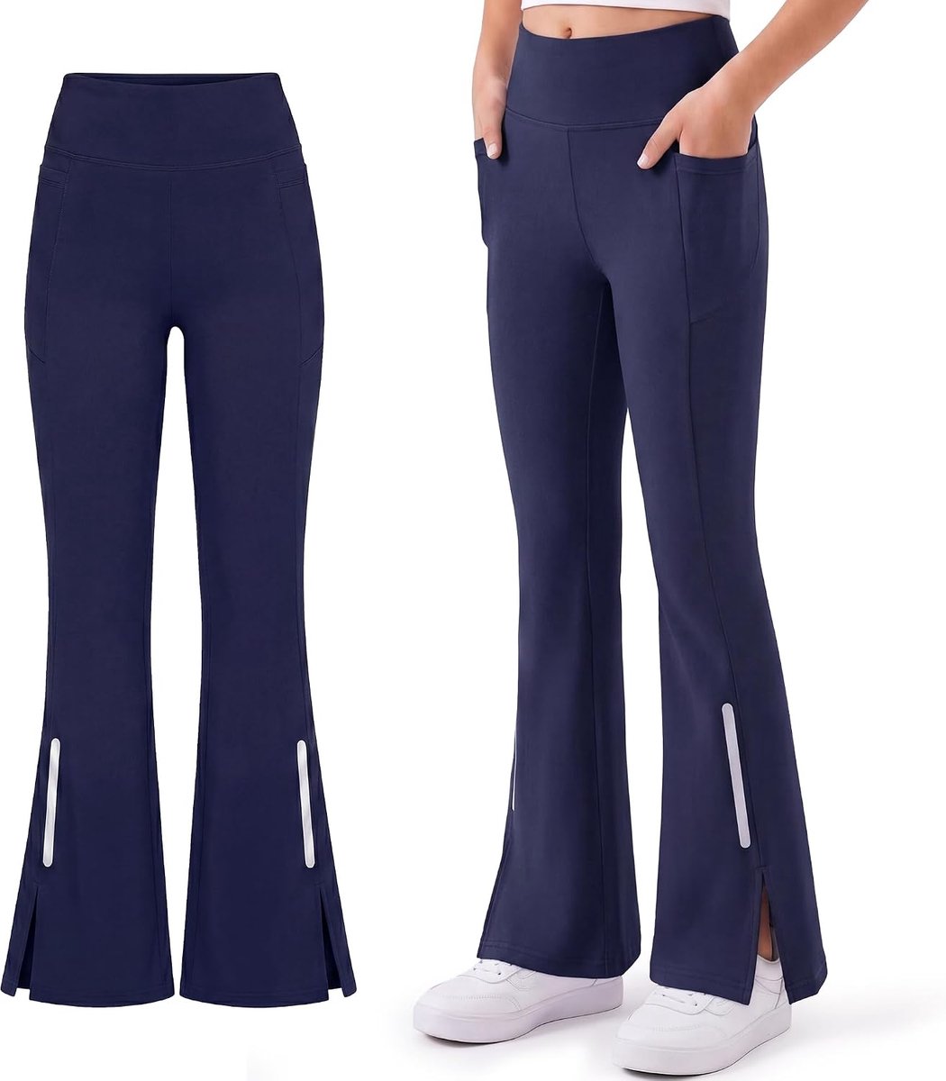 Meisjeslegging met 2 zakken, broek met wijde pijpen, sportkleding voor kinderen van 7-15 jaar
