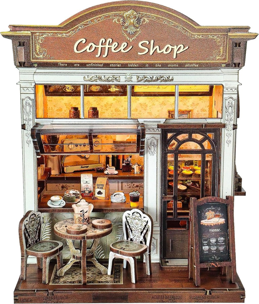 Huis koffiehuis 136 delen Book Nook DIY poppenhuis 3D puzzel