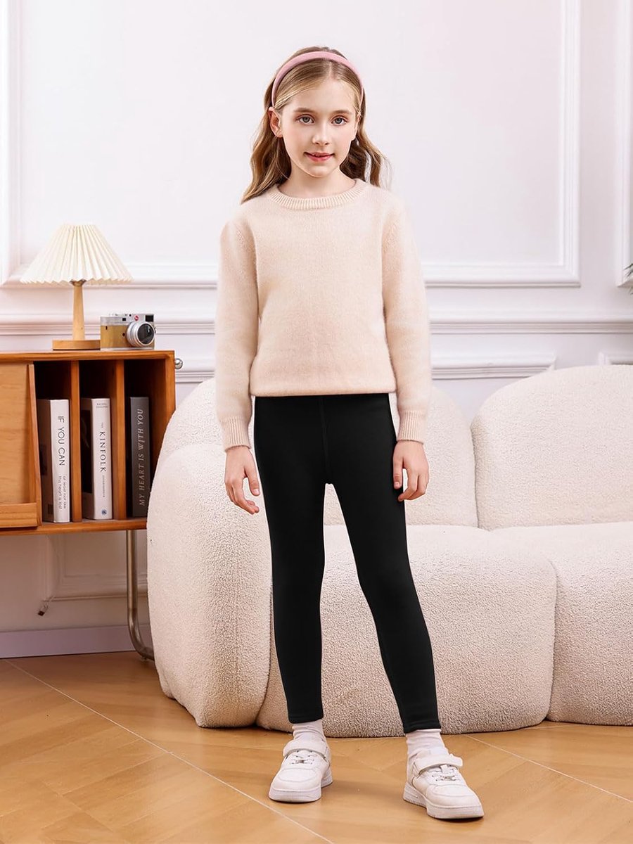 Thermolegging voor meisjes, zacht gevoerde stretch thermische broek, dikke behaaglijke warme winterlegging voor kinderen