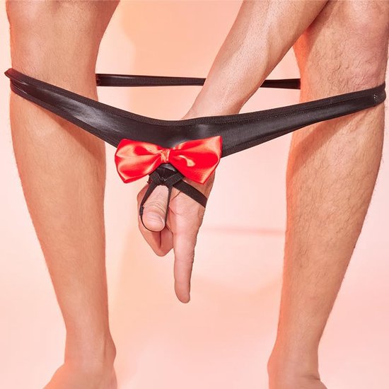 Heren Suspensorium Lingerie Sexy Onderbroek met lage Taille Open Zak Sexy Strik Superelastische testiksel Zwemkleding Outdoor Ondergoed — afbeelding 2
