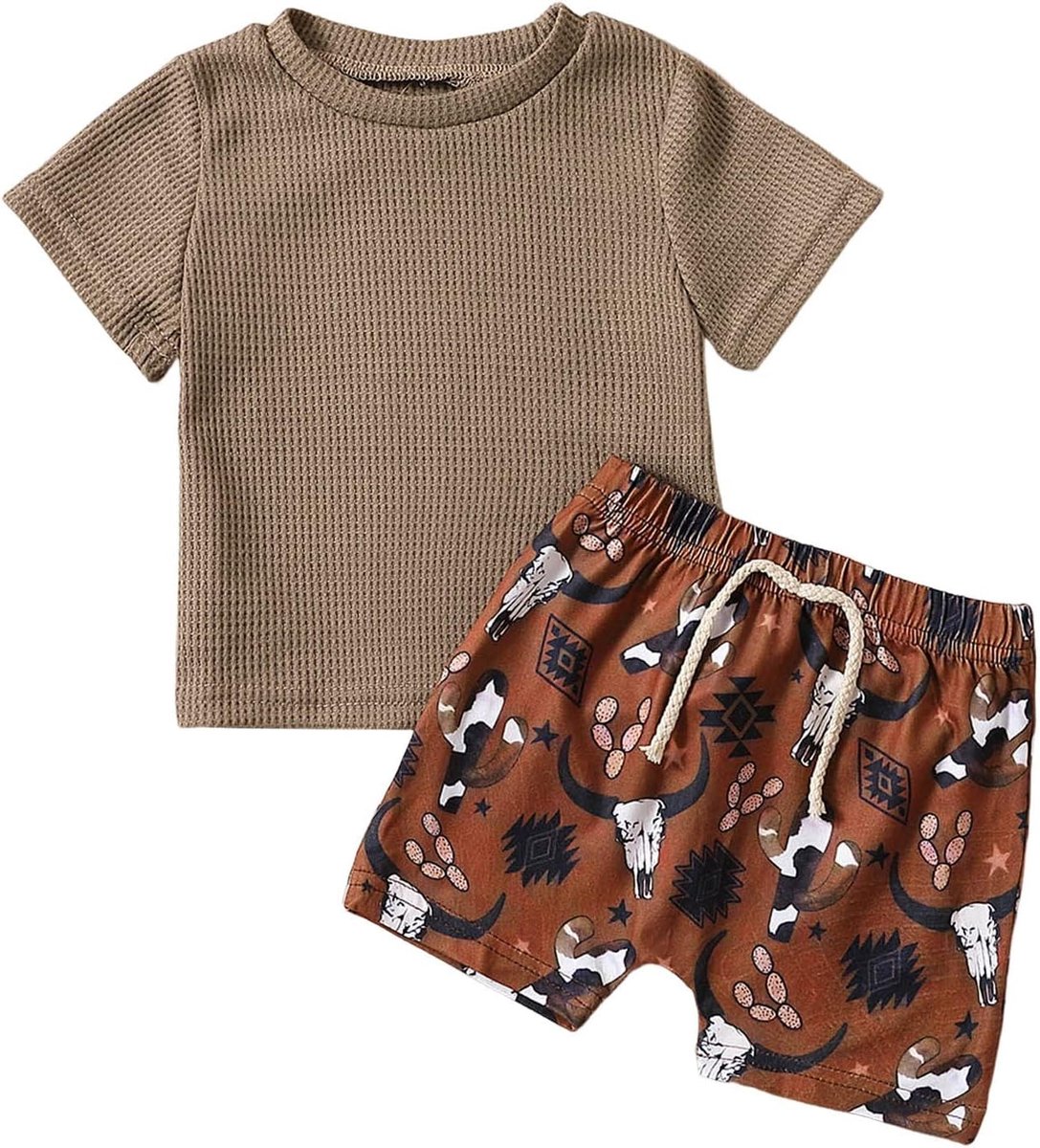 2-delige set voor jongens, sport, katoen, T-shirt en shorts, babykleding, dynamisch, zacht, zomer, kort, ademend, hoge kwaliteit, voor outdooractiviteiten, A23