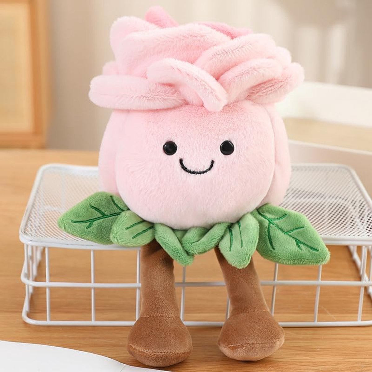 Plant, pluche plant in plantenvorm, bloemen in poppen, zacht en wasbaar speelgoed, cadeau voor kinderen, pasgeborenen, meisjes en jongens (roze)