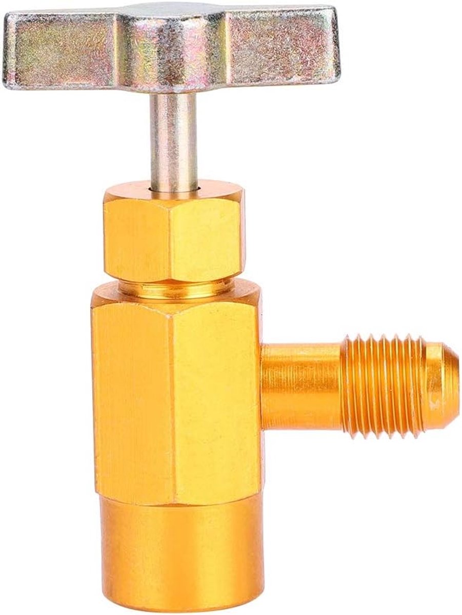 AC Koelmiddel Messing Kraan voor R-134a R-134 1/2" Acme Draad Klep Tool, Aluminium, Goud