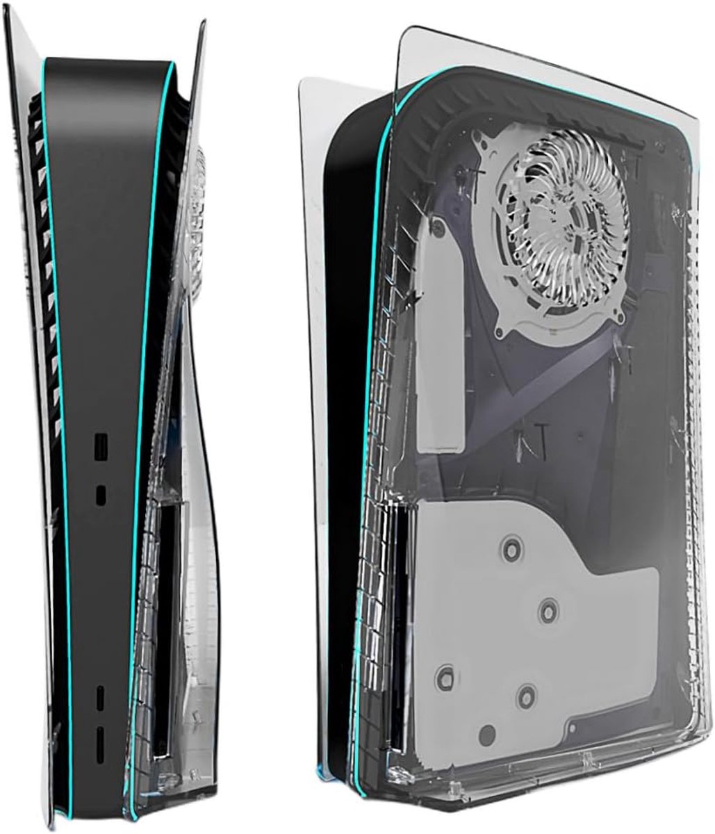 Afdekplaten Faceplates voor PS5 Console Disc Edition, Vervangings Schelp met Koelopeningen Frontplaat Zijplaten ABS Behuizing Schokbestendige Accessoires voor PS5 Console, Transparant