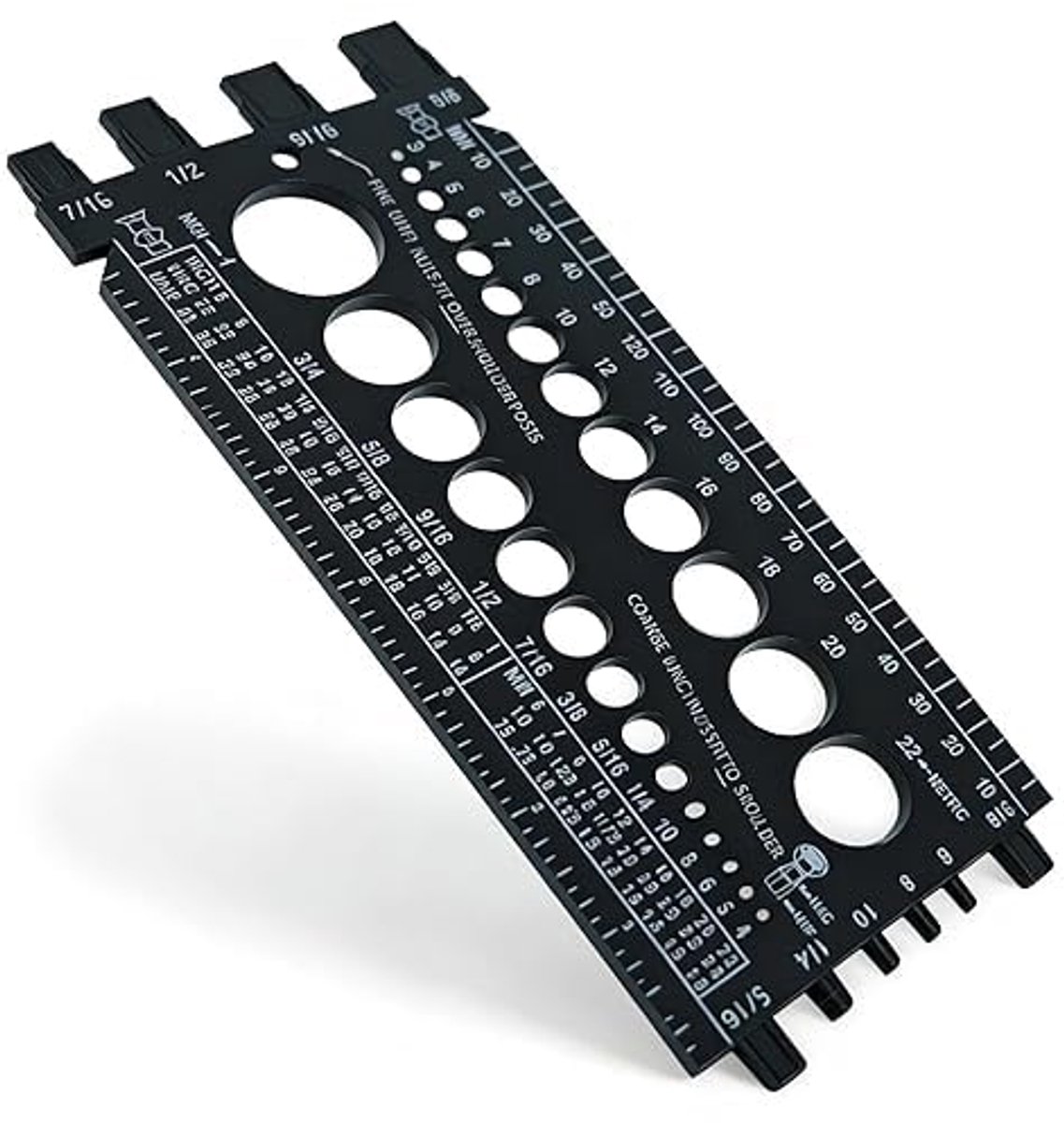 (metrisch en SAE), meetgereedschap van kunststof voor het snel meten van moeren en bouten, boutgrootte en schroefdraadmeter voor knutselen, boutenslijper
