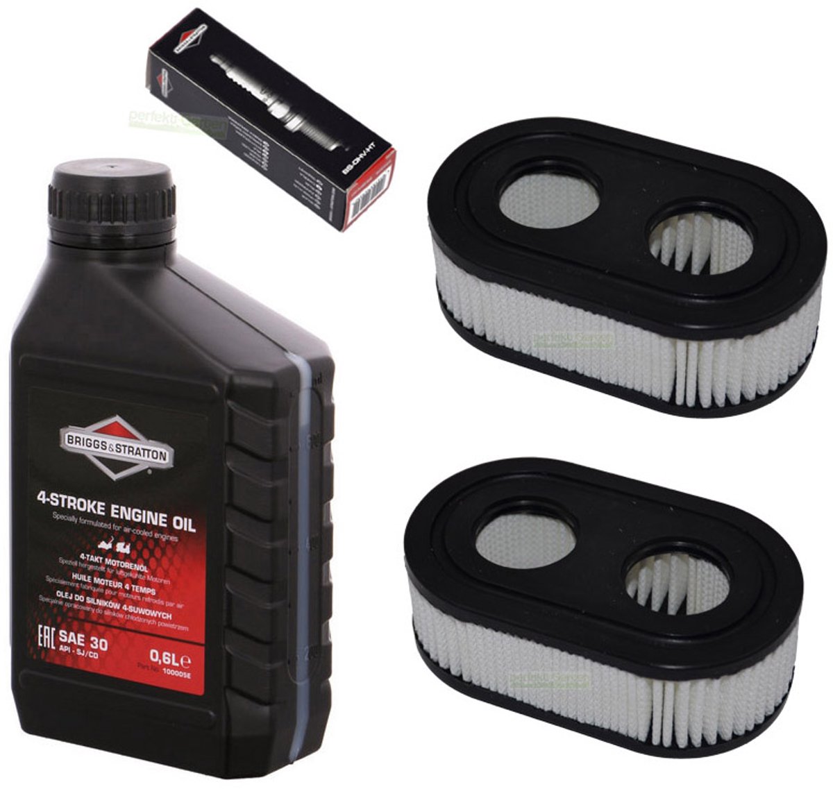 Bougie + filter + grasmaaierolie voor Briggs & Stratton B&S BS 625E, 650EX en 675EXI