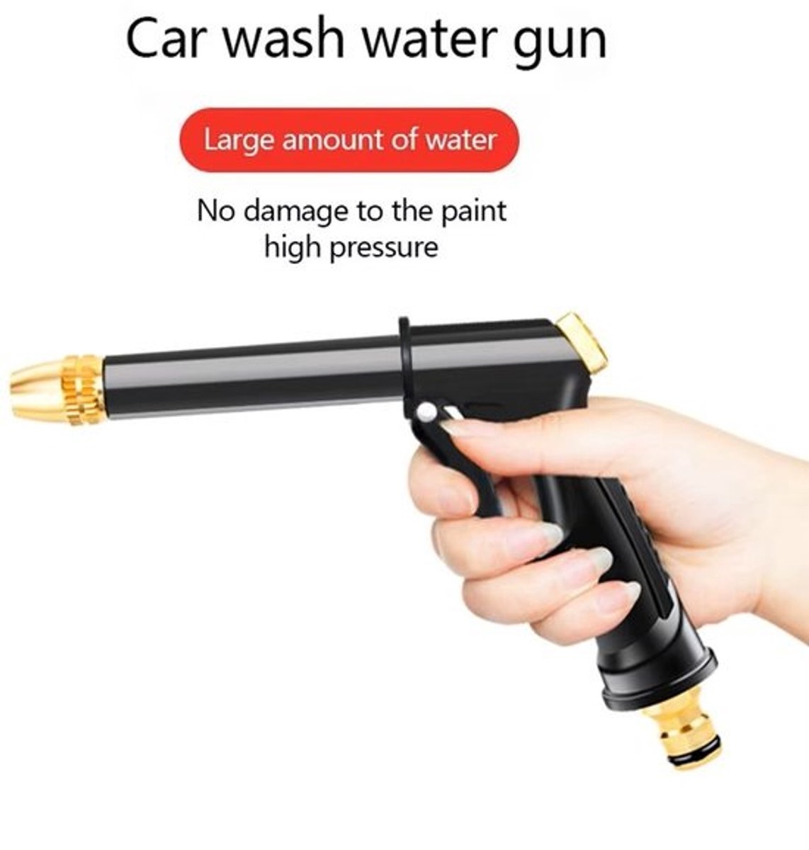Tuinslangspuitpistool - Hogedruksproeier - Voor auto wassen - Verstelbaar mondstuk - 10-20 m - Zwart