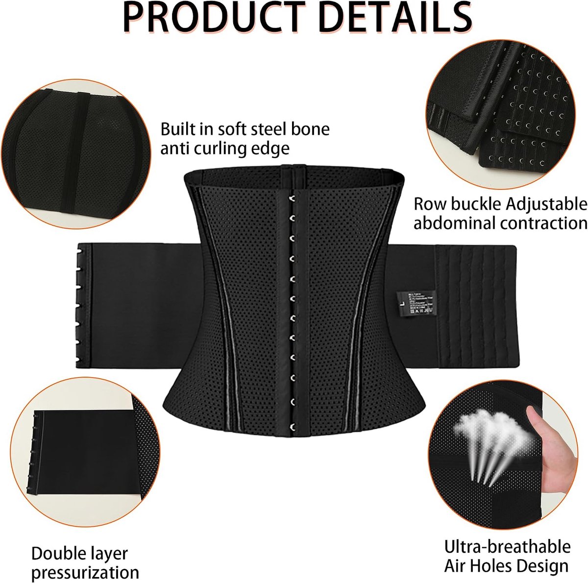 Tailletrainer voor Vrouwen, Lichaamsshaper, Zweetriem, Taillering, Postpartum Buikband, Ademende Mesh Tailletrimmer, Geschikt voor Sport en Dagelijks Gebruik, Unisex